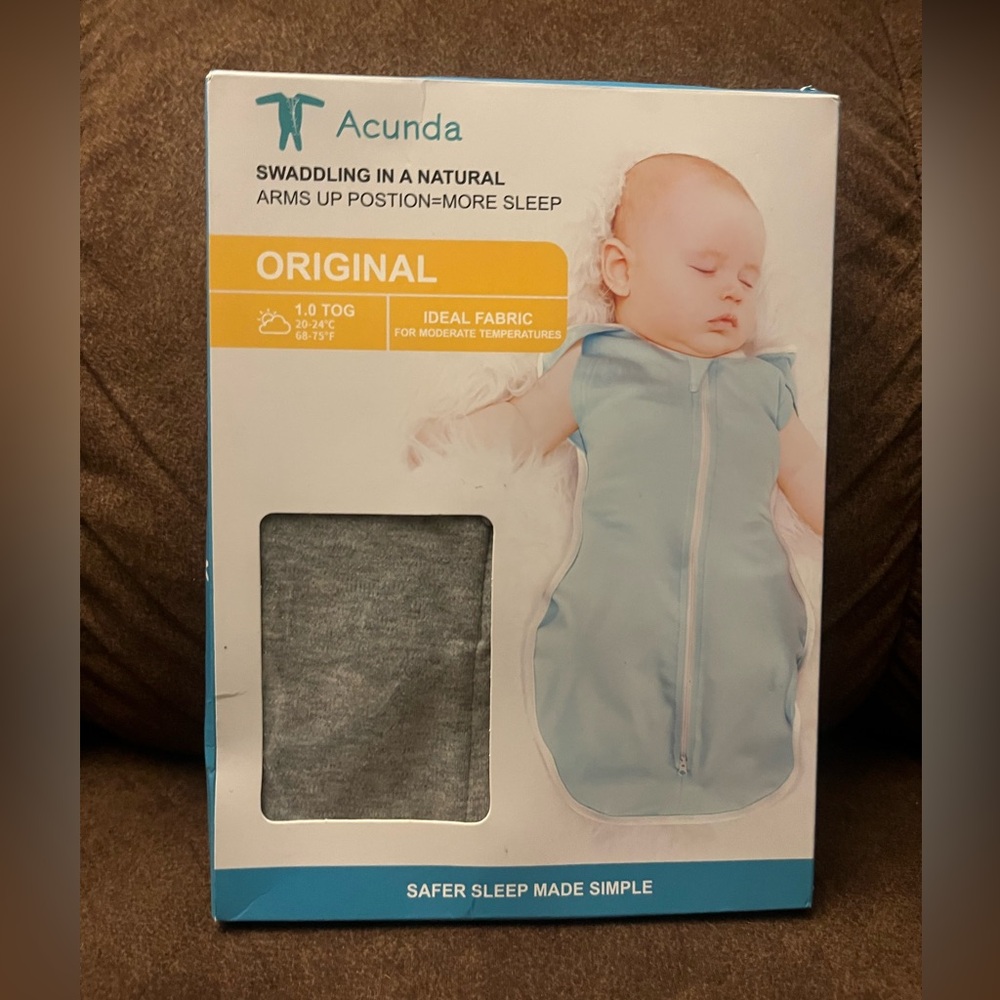 New! Acunda Grey Newborn Baby Swaddler